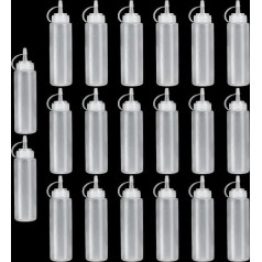 20 Stück Kunststoff-Quetsch-Gewürzflaschen mit Kappe, 237 ml, wiederverwendbare Quetschbehälter, Soßenflasche für Soßenflasche, Gewürzspender