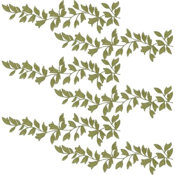 WEBEEDY 6 Pieces Lace Patches with Forest Leaves and Vines Iron On Embroidered Applique Leaf Pattern Sequin Appliques Embellishments Decoration for DIY Costume Craft Projects