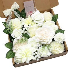 HASWITDA Artificial Silk Flower Bouquet Artificial Flower Head Fake Table Decoration Arrangement for Wedding Birthday Baby Shower Party Gift White