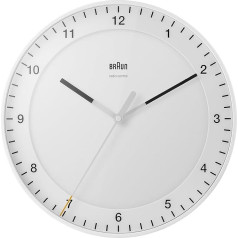 Braun BC17W-DCF Classic Large Radio-Controlled Wall Clock Central European Time Zone (MEZ/GMT+1) with Quiet Movement, Easy to Read Dial, 30 cm Diameter, White Model