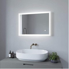 Bathroom Mirror 70 x 50 cm Bathroom Mirror with Lighting Bathroom Mirror Light Mirror LED Touch Anti-Fog Cool White 6400 K Dimmable Mirror Heating Anti-Fog