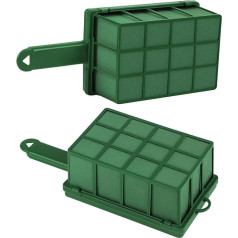Pack of 2 Flower Foam Cage with Floral Foam Flower Arrangement Foam Cage with Handle Rectangular Flower Foam Cage Holder for Fresh Flowers, Home Party Decoration, 30 x 12 x 7 cm