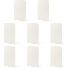 MSDADA Metal Bookends, L, 102 x 203 x 135 mm, 4 Pairs CD Book Stands, Children, Bookcase for School, Home, Office, Library, Decorative (Milky White)