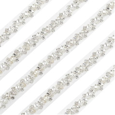 FINGERINSPIRE 1 Yard 15 mm Glass Rhinestone Applique Trim Iron on Crystal Trim, Bling Crystal Edge Trim Ribbon Ribbon Hotfix Rhinestone Trimming with Alloy Base for DIY Bridal Belt Embellishment
