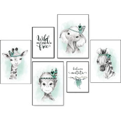 artpin® Poster Set, DIN A3 Pictures for Boy, Girl, Baby, Children’s Room, Wall Decoration, 4 x A3 & 2 x A4
