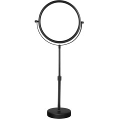 Table Mirror Height Adjustable Black Cosmetic Mirror with Magnification 5X, Diameter 20 cm