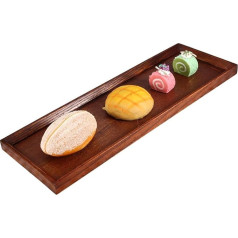 Cyrank Wooden Tray Decorative Oblong, Decorative Tray, Wooden Tray Rectangular, Serving Tray Wood, Wooden Board Decoration, Wooden Tray Small Mini Plate Storage Tray for Dessert Cake Snacks Bread