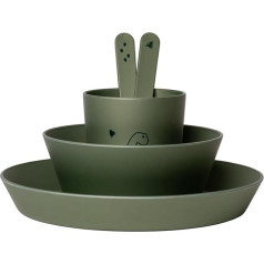 Citron Green Kids Plate and Bowl Sets with Cup, Fork and Spoon - BPA Free & Planet Friendly Kids Tableware Set - Shatterproof & Lightweight Kids Tableware Set, Reusable