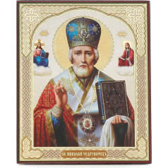 NKlaus Saint Nicholas of Myra Wooden Icon 10 x 12 cm Christian Orthodox Blessing 13913