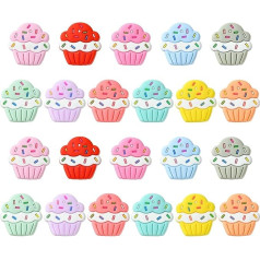 Stiesy 22 Pieces Ice Cream Silicone Beads 11 Colors Sweet Colorful Dessert Spacer Beads for Crafts Bracelet Necklace Jewelry Making