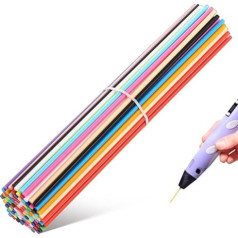 Pack of 220 3D Pen Filament Pcl, 22 Colours, 2.5 mm, Low Temperature, 3D Printing Pen Refills for Children, 15 cm Length, Creative Projects and Artworks