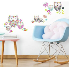 RoomMates Repositionable Prisma Owls & Butterflies Wall Stickers, Multicolor, 25.4 cm