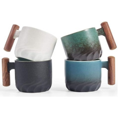 ERBO Set of 4 Espresso Cups 70 ml, Premium Espresso Cups with Handle, Mini Tea Cup Coffee Cup Made of Ceramic, Small Espresso Cups, Espresso & Mocha Cups, Coffee Mug for Espresso, Tea, Latte