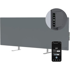 AENO Reddot Winner 2023 LED Smart Panel Infrared Heater with Thermostat, WiFi - 700 W Infrared Energy Saving, Wall Mounting or Standing Device - Grey