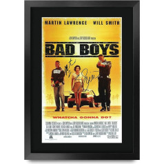 HWC Trading Bad Boys A3 Framed Signed Printed Autographs Picture Print Photo Display Gift For Will Smith Martin Lawrence Film Fans