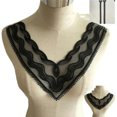Schwarze Organza-Stickerei-Spitze, Ausschnitt, Kragen, Verzierung, Nähen, Applikationen, Borten, Spitzenstoff, Zubehör, Scrapbooking-1 D_d
