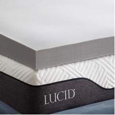 LUCID 10 cm Memory Foam Mattress Topper with Bamboo Charcoal - with Cover for Mattress Topper - Non-Slip & Machine Washable - Topper 160 x 190 cm