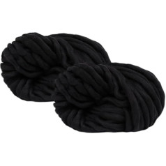 Chunky Arm Knitting Wool, 500 g (2 x 250 g), Roving Yarn for Hand Knitting, Crochet, Coarse Icelandic Wool, Soft Wool Yarn, Thick Wool Yarn for Knitting Blankets, Black