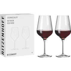 RITZENHOFF 3661002 Red Wine Glass Set 500 ml Star Cut No. 2 Set of 2 with Relief Line Made in Germany