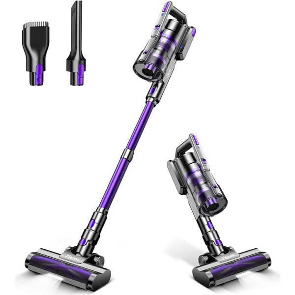 Tikom V700 Battery Vacuum Cleaner 450 W 33000 pa Suction Power, 50 Mins Max, 6-in-1 Cordless Vacuum Cleaner with 1.3 L Dust Container, for Carpet, Pet Hair, Hard Floor, Purple