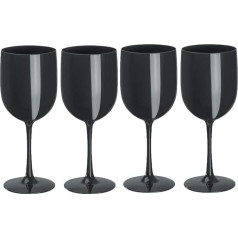 Set of 4 Plastic Drinking Goblets for Champagne, Wine and Champagne or Long Drinks in Various Colour Combinations for Events and Celebrations (Black)