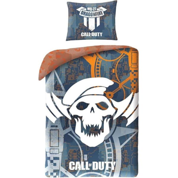 Call of Duty Black Ops Bed Linen Set, Bedding Set 140 x 200 cm + Pillowcase, Children's Bed Linen + Backpack. 100% Cotton, Oeko-Tex (COD-5530BL- Grey)