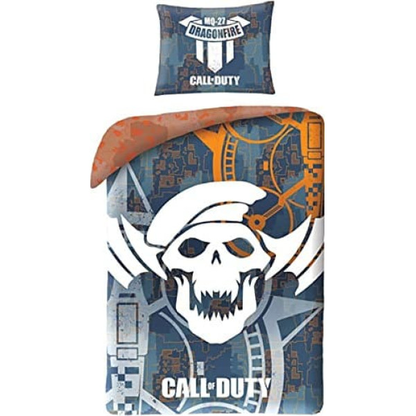 Call of Duty Black Ops Bed Linen Set, Bedding Set 140 x 200 cm + Pillowcase, Children's Bed Linen + Backpack. 100% Cotton, Oeko-Tex (COD-5530BL- Grey)