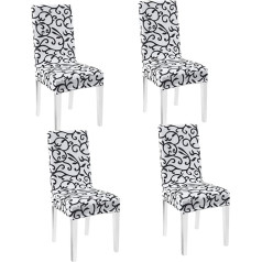 WANYI 4PCS Stretch Dinning Chair Covers Elastic Chair Cover Slipcovers Washable Removable Modern Protector Slipcovers with Elastic Band (Black+White)