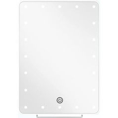 LED Cosmetic Mirror - Makeup Mirror with 20 LED Halo/Ring Light, with Touch Switch, Continuous Dimming and Dual Charging Options, Makeup Mirror for Make-Up, Shaving in the Living Room, Cosmetic Studio