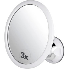 Mirrorvana 3x Magnification Round Shower Mirror for Anti-Fog Shaving with Suction Cup, Shatterproof Surface and 360° Swivel, 17 cm