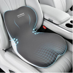 Coverado Seat Cushion and Lumbar Support Cushion One Piece for Office Chair and Car Seat, Ergonomic Memory Foam Back Support Cushion, Sciatica and Back and Tailbone Pain Relief Cushion