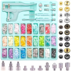 Wokape Press Stud Set, Includes Plastic Poppers and Metal Press Studs, with Push Button Pliers and Fixing Tool Kit (Blue)
