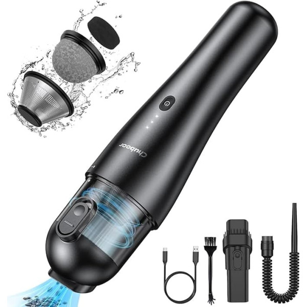 Chuboor Cordless Mini Handheld Vacuum Cleaner, Powerful Cordless Handheld Vacuum Cleaner with Dust Brush/Crevice Nozzle and Multi-Surface Attachment, Inflatable and Inhalable for Car, Outdoor, Indoor
