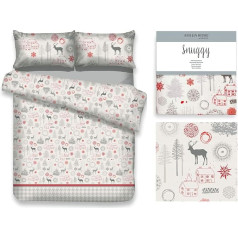 AmeliaHome flannelette bed linen, 100% cotton floral duvet cover, zip, Snuggy Collection