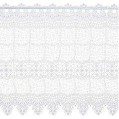 Plauener Spitze by Modespitze, Store Bistro Gardine Scheibengardine mit Stangendurchzug, hochwertige Stickerei, Höhe 58 cm, Breite 144 cm, Weiß