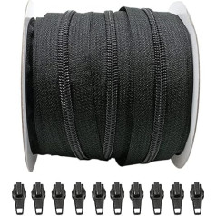 20 Meters Nylon Zipper + 25 Automatic Metal Sliders for Sewing, Sewing Zipper for Clothes, Fabrics, Zipper by Metres 3# (20m, 332)