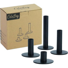 Taper Candle Holders Set of 4 | 4 Different Sizes: 4 cm, 7 cm, 10.5 cm, 16 cm | for Taper Candles with 2 cm Diameter | Metal Candle Stand | Perfect Decoration for Christmas | Gift Item | Black