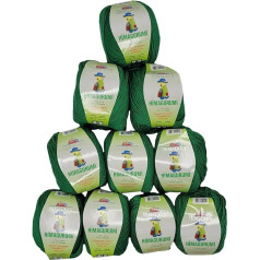 Himalaya Himagurumi Knitting Wool, Yarn for Amigurumi with 50% Cotton, 10 x 50 g Knitting Yarn Plain (Green 30144)