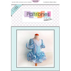 Patrón de costura Vestido niña flamenca, Estilo Marisol, con vídeo tutorial para realizarlo.Talla 1 a 8 años. Patrón multitalla en papel.