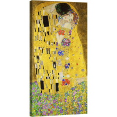 canvashop Modern Pictures Living Room The Kiss of Klimt cm 60 x 30 cm Wall Pictures Vertical Picture on Canvas Reproduction Art Decor Bedroom
