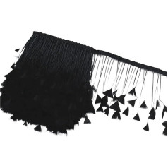 Deko Federn 2 Stück Federn zur Verzierung, 2 Meter Federn, Quaste, Fransenbesatz, Dekoration, Feder, Bastelband, Nähen, Kunsthandwerk, Kleidung, Dekor Für Hüte, Innendekoration(Black)