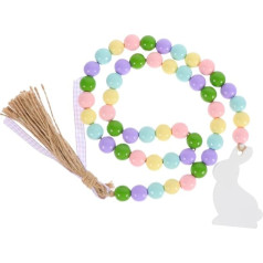 Vaguelly Kaninchen-Verzierung Wohnkultur Ornamente Girlande aus Bauernperlen rustikal hängende Perlen für Türen kreative Holzperlen Türperlen Perlen-Anhänger Hanfseil