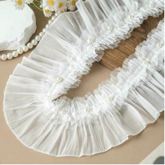 LNKUGN 1 Meter Plissee-Spitzenstoff für Elegante Partykleider, dekorative Verzierungen, Nähzubehör, Handarbeiten, Besatzband für Heimwerker