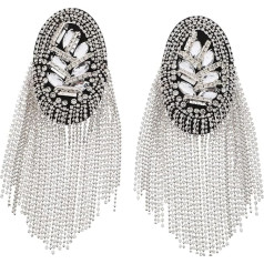 12 Paare Fransen Epaulette Planke Verzierungen Schulterklappen Silber Einheitliches Zubehör Blazer Quasten Anstecknadeln Für Damen Männer Trimmen Schulterbrett Gothic Kostüm Silver