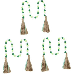 Alipis 3-teilige Schnur Irische Verzierung Girlande Pom Abgestuft Perlen Zwerge Tür Fallen Lesezeichen Stand Beute Quaste Herbstdeko St. Patrick's Day Charms Hölzern