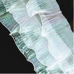 Ruffled Lace Trim 5 Yards Pleated Chiffon Tulle Iridescent Fabric Garment Bag Decoration Organza Ruffled Fabric for Sewing Dress Sleeves Costume Decoration Trimming Crafts