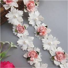 Verzierungen for Kleidung, Bandbesätze for Nähen, 1 Yard Blumenperlen Spitzenkantenbesatzband 4,5 cm