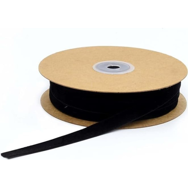 20 m velvet ribbon, 10 mm, decorative ribbon, fabric ribbon, gift ribbon, border, colour: black