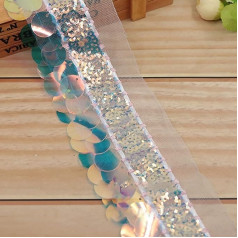 Sequin Ribbons Large and Small Sequins Glitter Sequin Ribbon Borders for DIY Craft Projects Decorations Wedding (E)