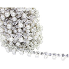 1 Yard Perle Anhänger Strass Trim Beschichtung Gold Silber Kristall Kette Hochzeitskleid Dekoration Zubehör Silber